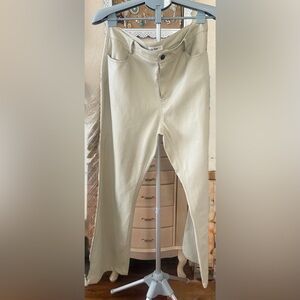 Stylish Cream Faux Leather Women's Trousers